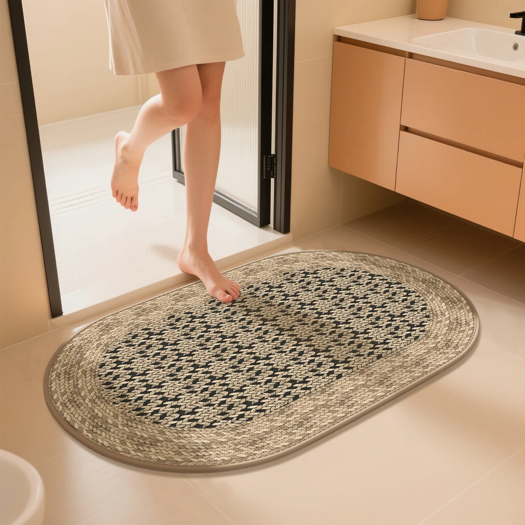 浴室地垫吸水家用洗手间防滑速干脚垫子卫生间厕所门口仿亚麻地毯