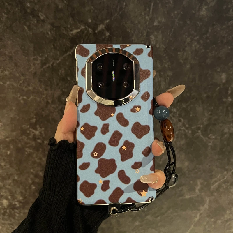 日系蓝底豹纹星星适用华为mateX7典藏版折叠屏手机壳x7中轴磁吸Ma