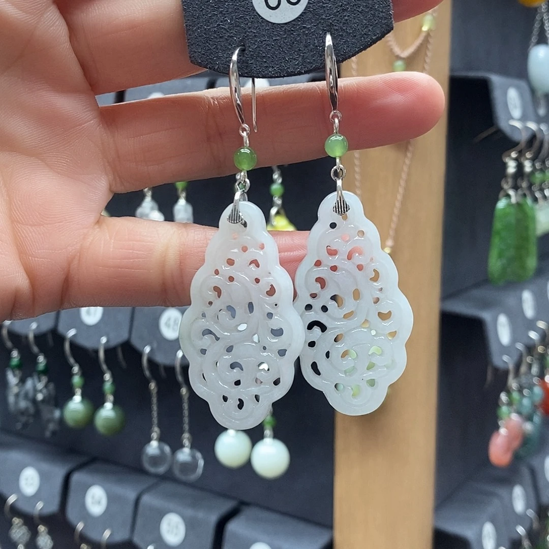 翡翠银S925镶嵌耳饰