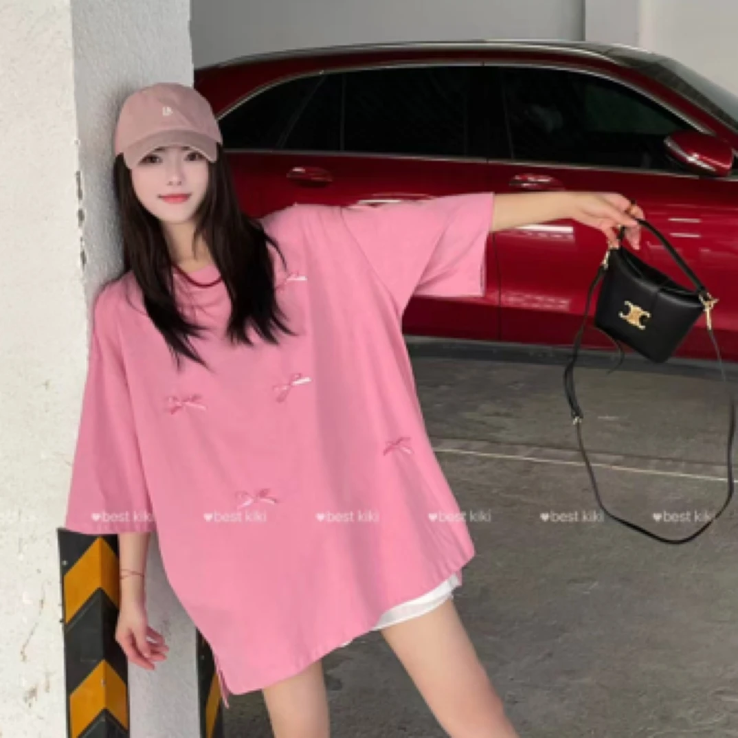 /大大/KiKi家/9669#手工蝴蝶结短袖大版T恤/