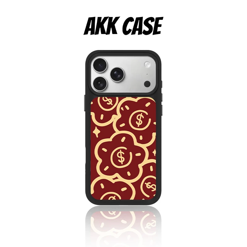 AKK红色有钱花韩国进口磁吸二代菲林防摔手机壳适用苹果16PM15