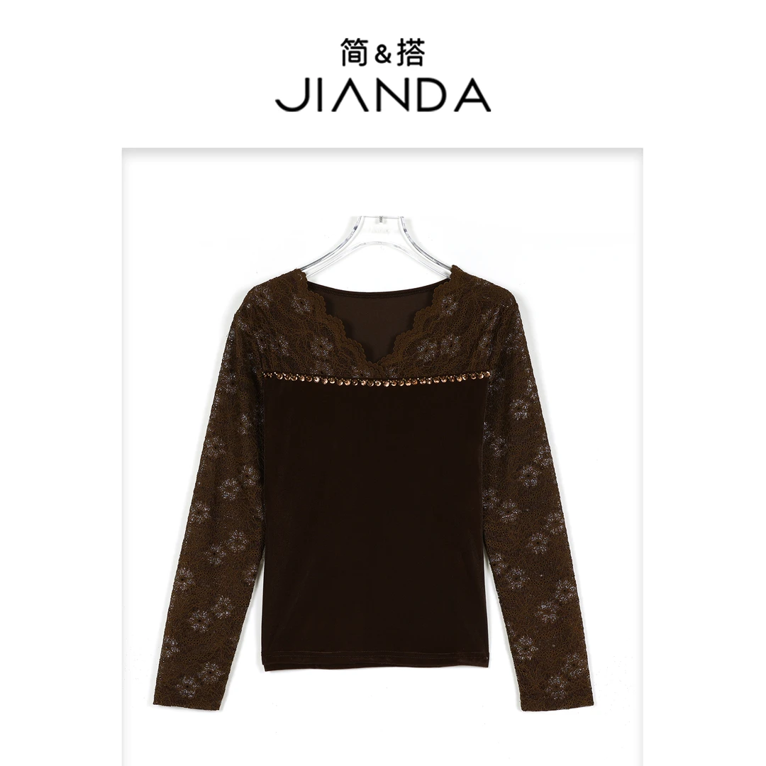 简&搭【千屿Sheila】秋冬穿搭 蕾丝打底上衣253-SY/0924-6060