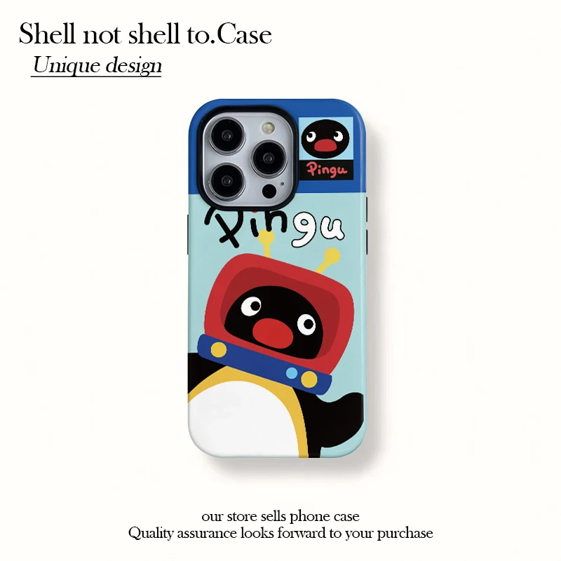 企鹅电视机磁吸菲林二合一适用16promax苹果15手机壳14防摔13女12