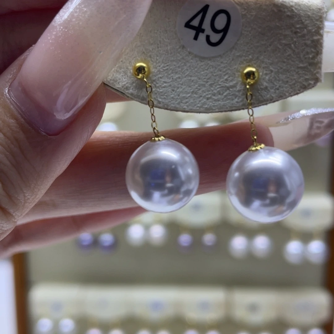淡水珍珠耳饰18K金镶嵌