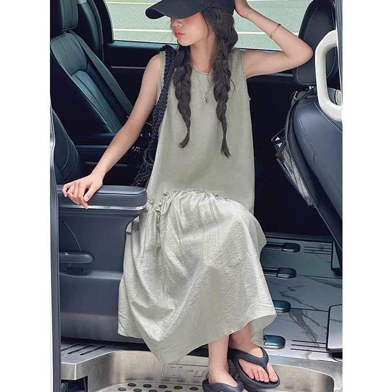 K29209不规则荷叶边女童夏装连衣裙2025新款儿童裙子背心裙A字裙