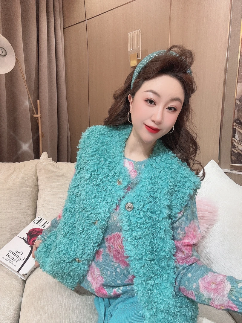 DC【爆款马夹】爆款网红洋气羊羔毛时尚百搭加厚秋冬马夹皮毛一体