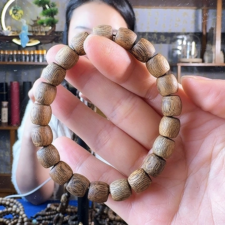 沉香手串@***o陆河品种奇楠沉香9m鼓珠手串