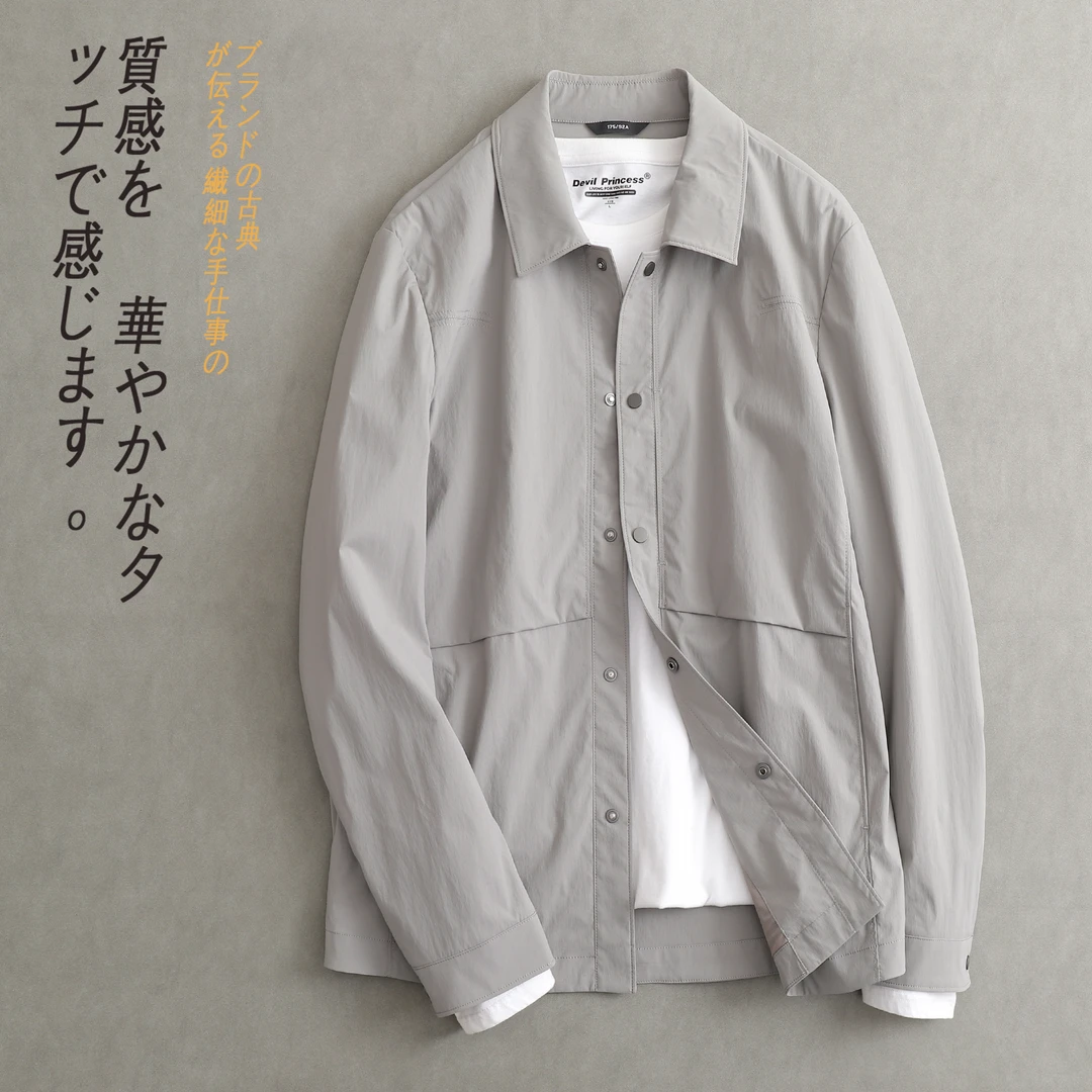 春夏季新款商务休闲工装翻领户外男装夹克长袖成熟男人外套