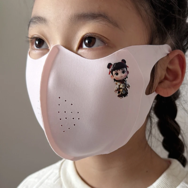 儿童口罩防晒冰丝无痕哪吒网红立体防尘护脸遮阳男女童小孩3-11岁