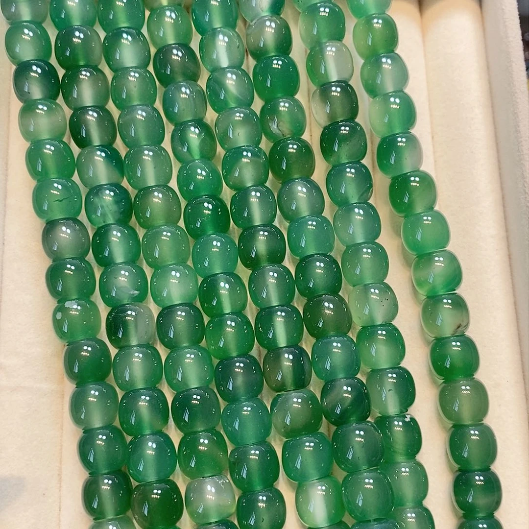散珠玛瑙/玉髓11✖️10mm绿果冻一条