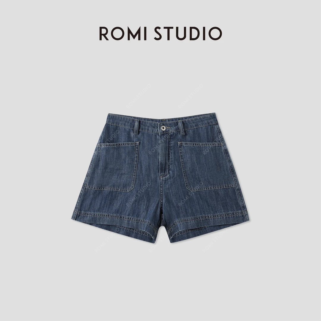 ROMI STUDIO“汉麻牛仔”汉麻棉混纺夏季轻薄牛仔短裤 RWCSXD3086