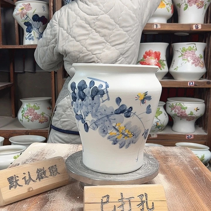 摆件小脚兰兰紫藤新款陶瓷陶瓷