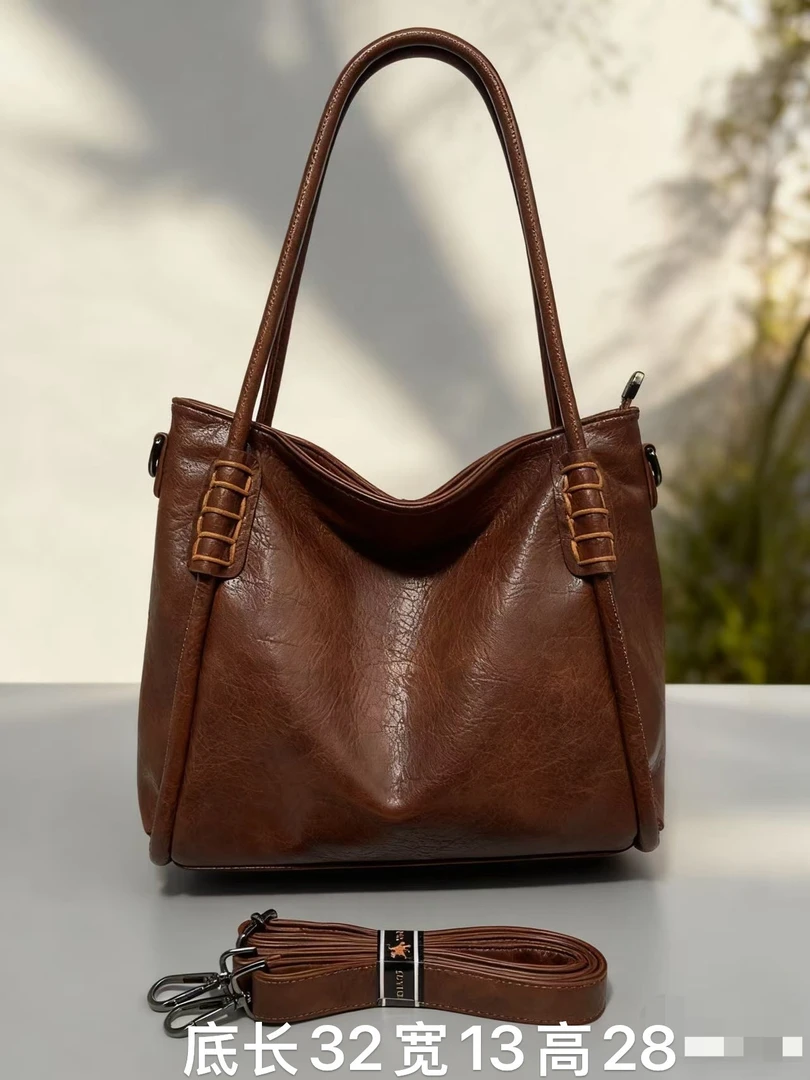 【优雅银铅小号】2025新款斜挎包头层牛皮定制单肩包大容量托特女包