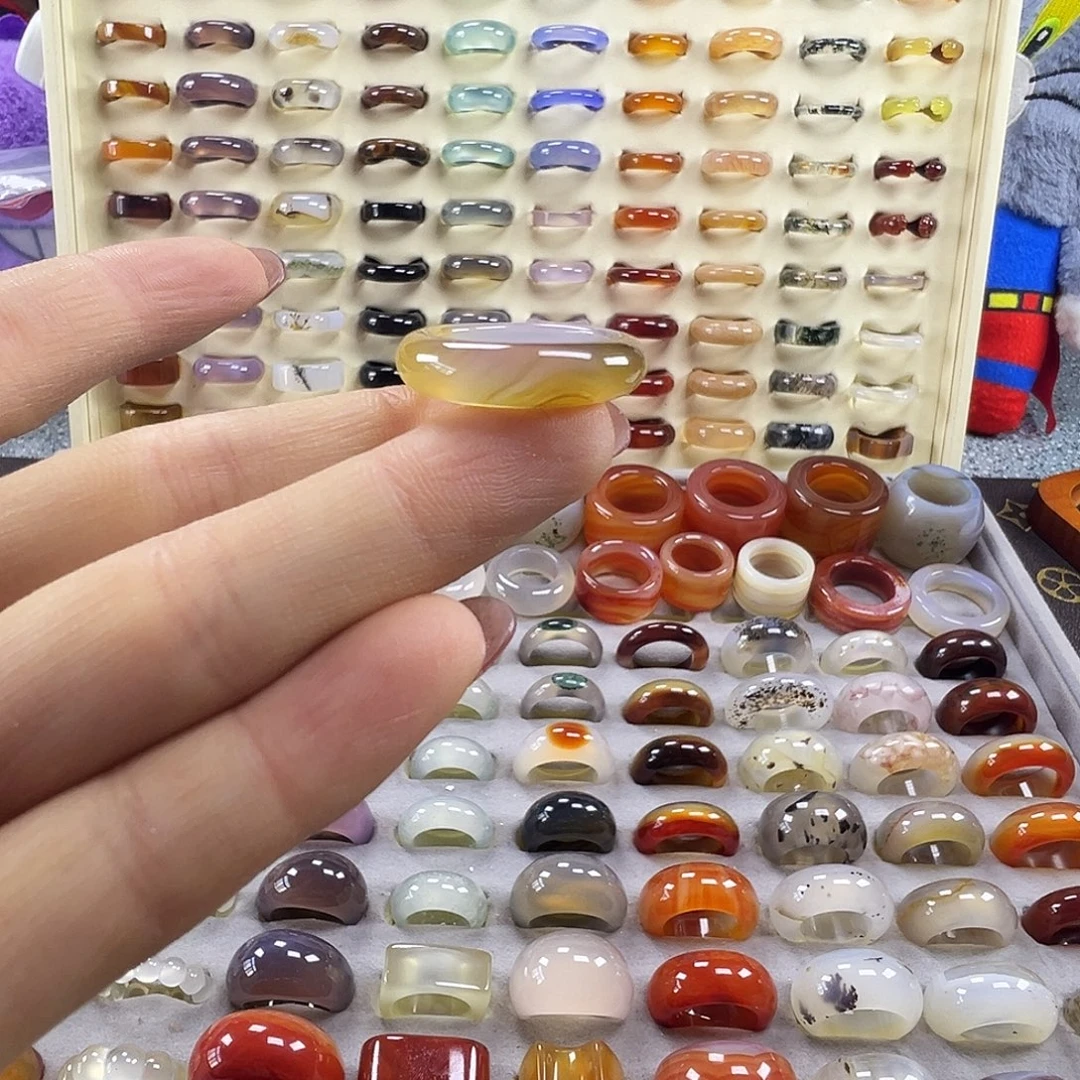 玛瑙/玉髓未镶嵌戒指A10不退换17.9港17