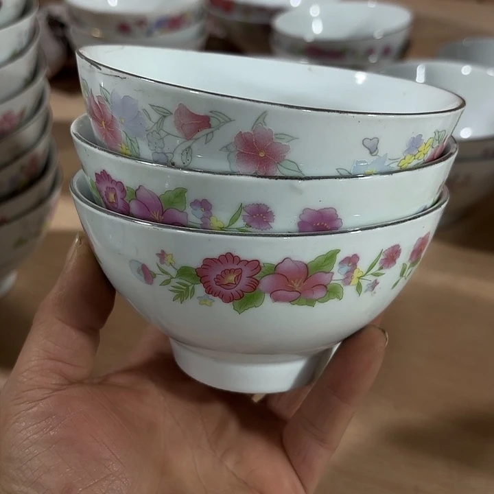 陶彩*糖米饭，碗，米饭，碗，三个微瑕不圆