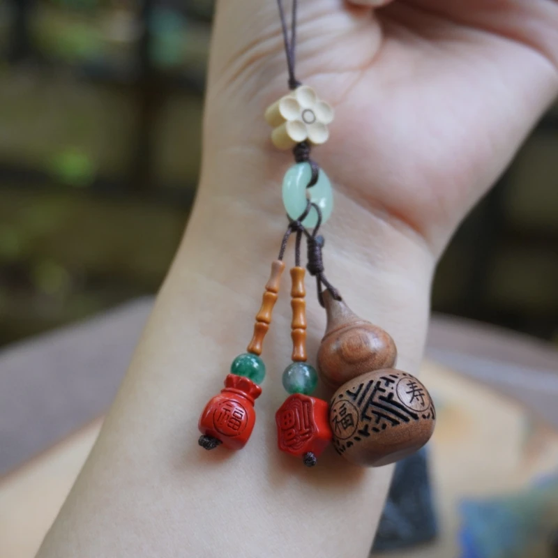 【一芦有福】  国风编织双福临门福禄到家吊坠挂+鹅梨香丸1瓶