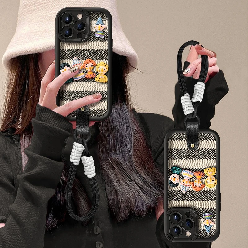 条纹格子适用于oppo/vivo/华为/小米/苹果天眼阶梯皮纹防摔手机壳