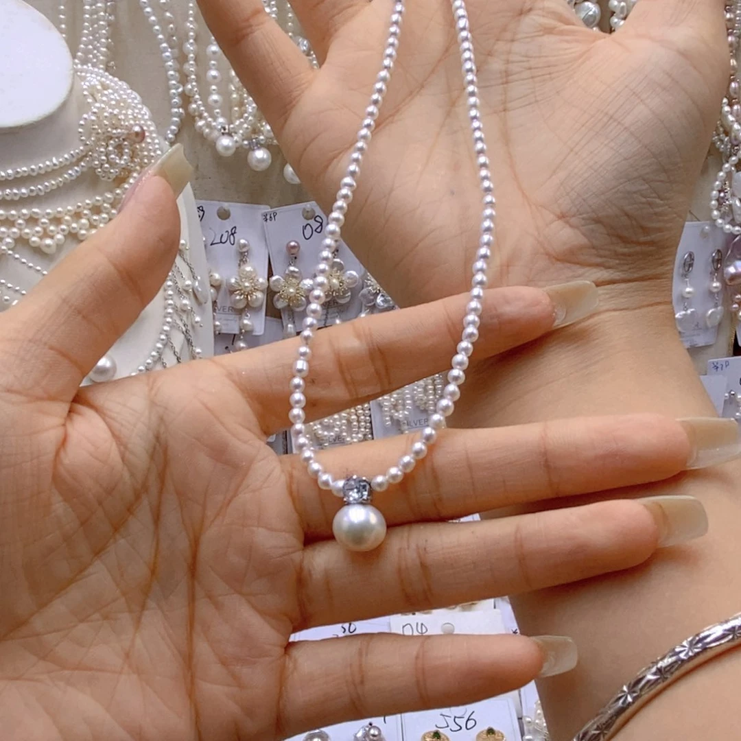 淡水珍珠银S925镶嵌颈饰