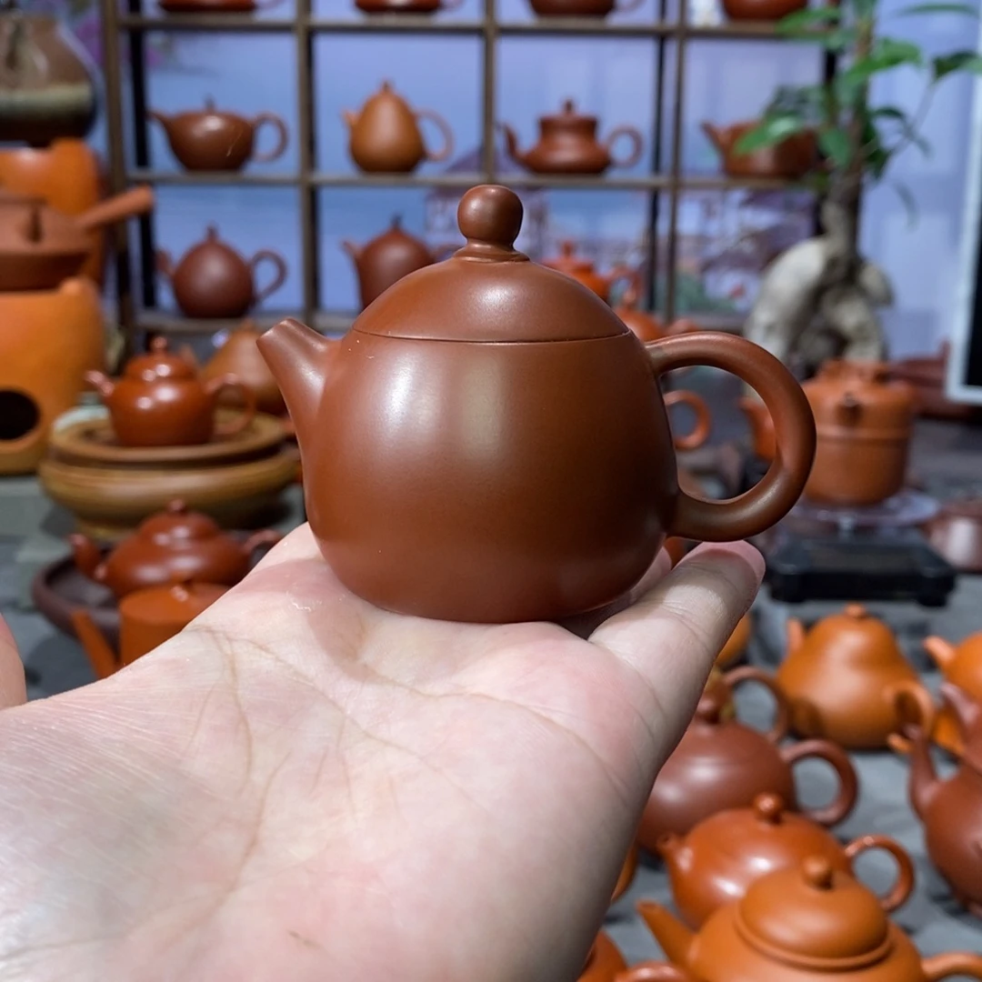 茶壶朱泥章淑煌朱泥小龙蛋壶55c