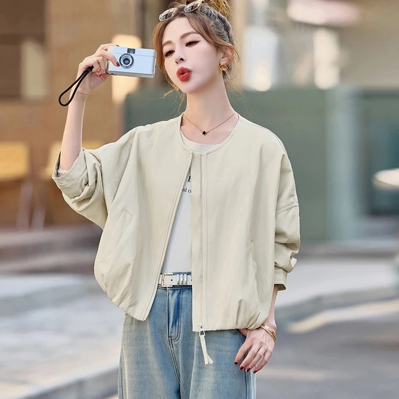 休闲时尚洋气短外套女2025新款春装开衫皮衣宽松显瘦百搭上衣韩版