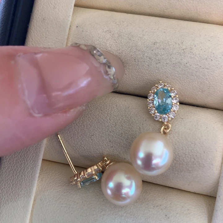 银S925镶嵌耳饰海水珍珠