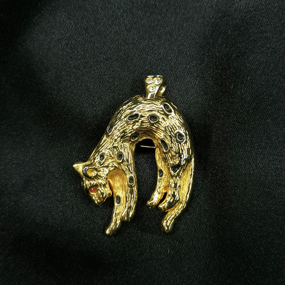 黑金猎豹双用胸针[2502111-005]