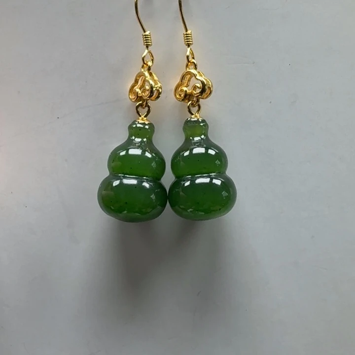和田玉银S925镶嵌耳饰