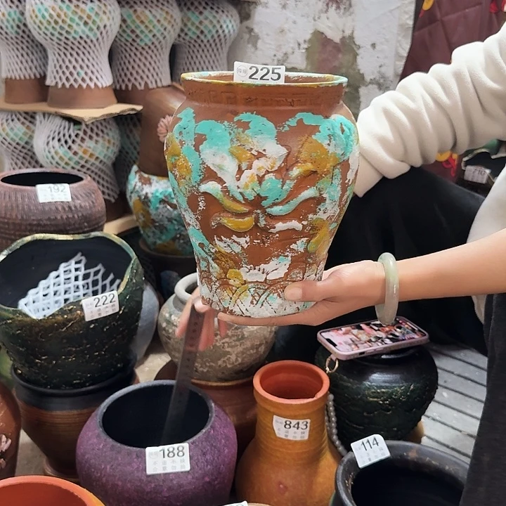 彩绘浮雕花225高度21口径15