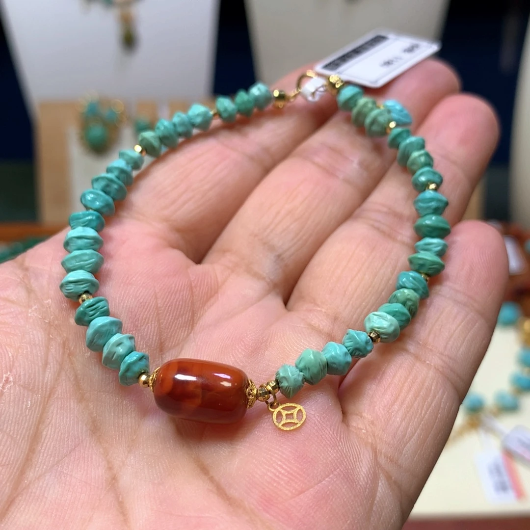 绿松石18K金镶嵌单圈5mm