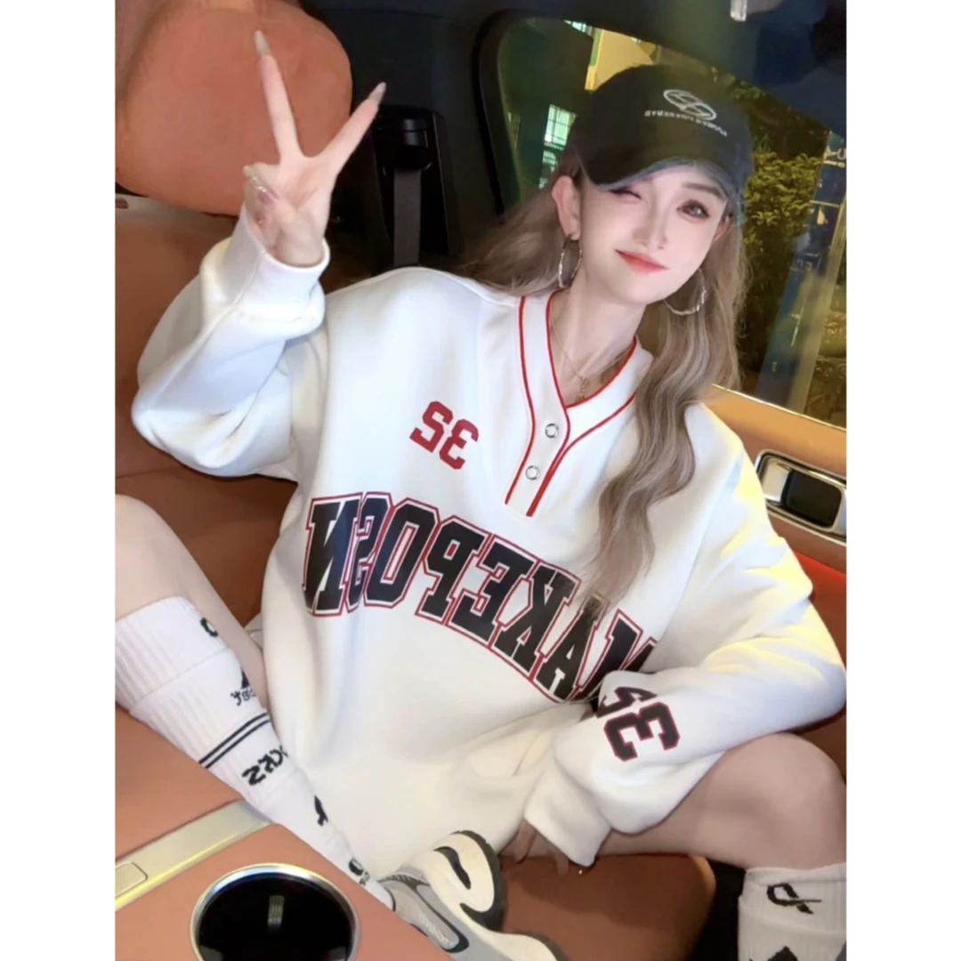 【INCC】2024早秋新款卫衣美式圆领字母设计感小众休闲上衣y178