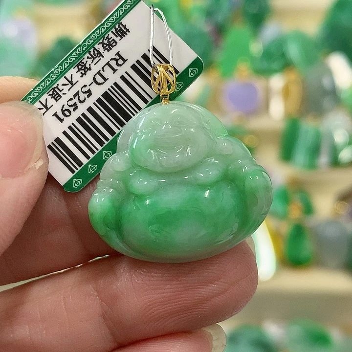 翡翠颈饰18K金镶嵌挂件