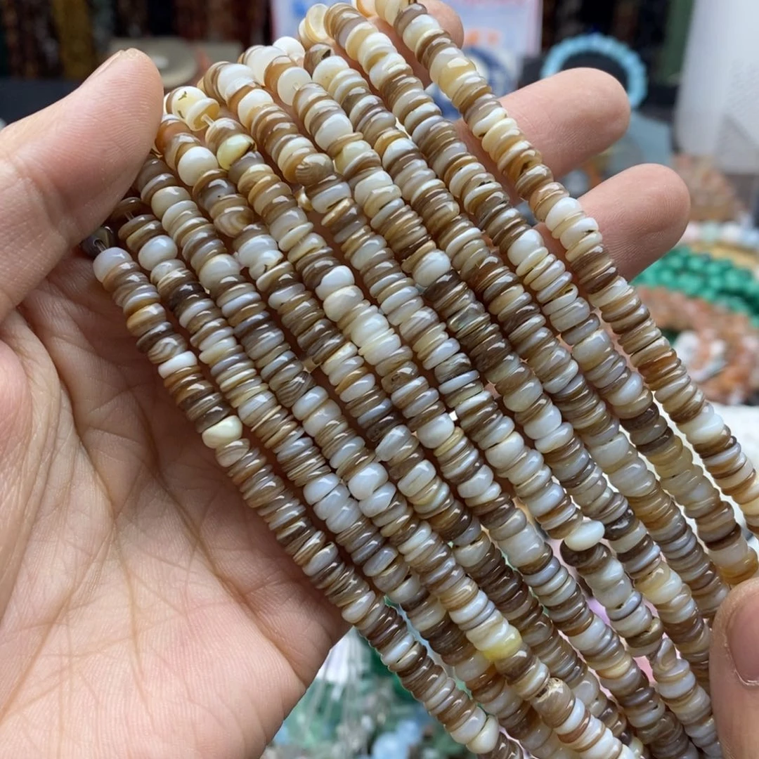 玛瑙/玉髓未镶嵌珠宝半成品一条天然6mm淡水贝壳隔片