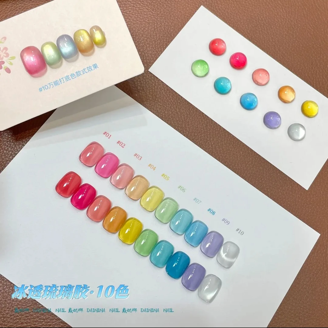 美甲多巴胺糖果琉璃色甲油胶25年夏日爆款冰透显白美甲店小套胶