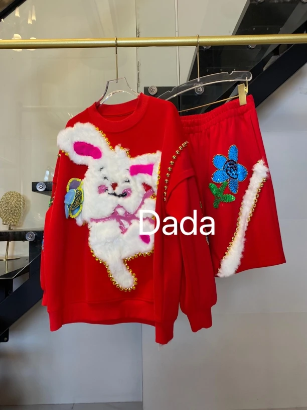 Dada设计款新款重工个性款休闲时尚百搭宽松套头卫衣套装