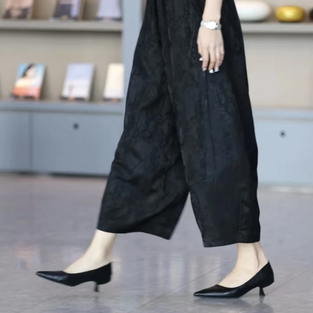 秋款新国风立体浮雕休闲花苞裤女裤