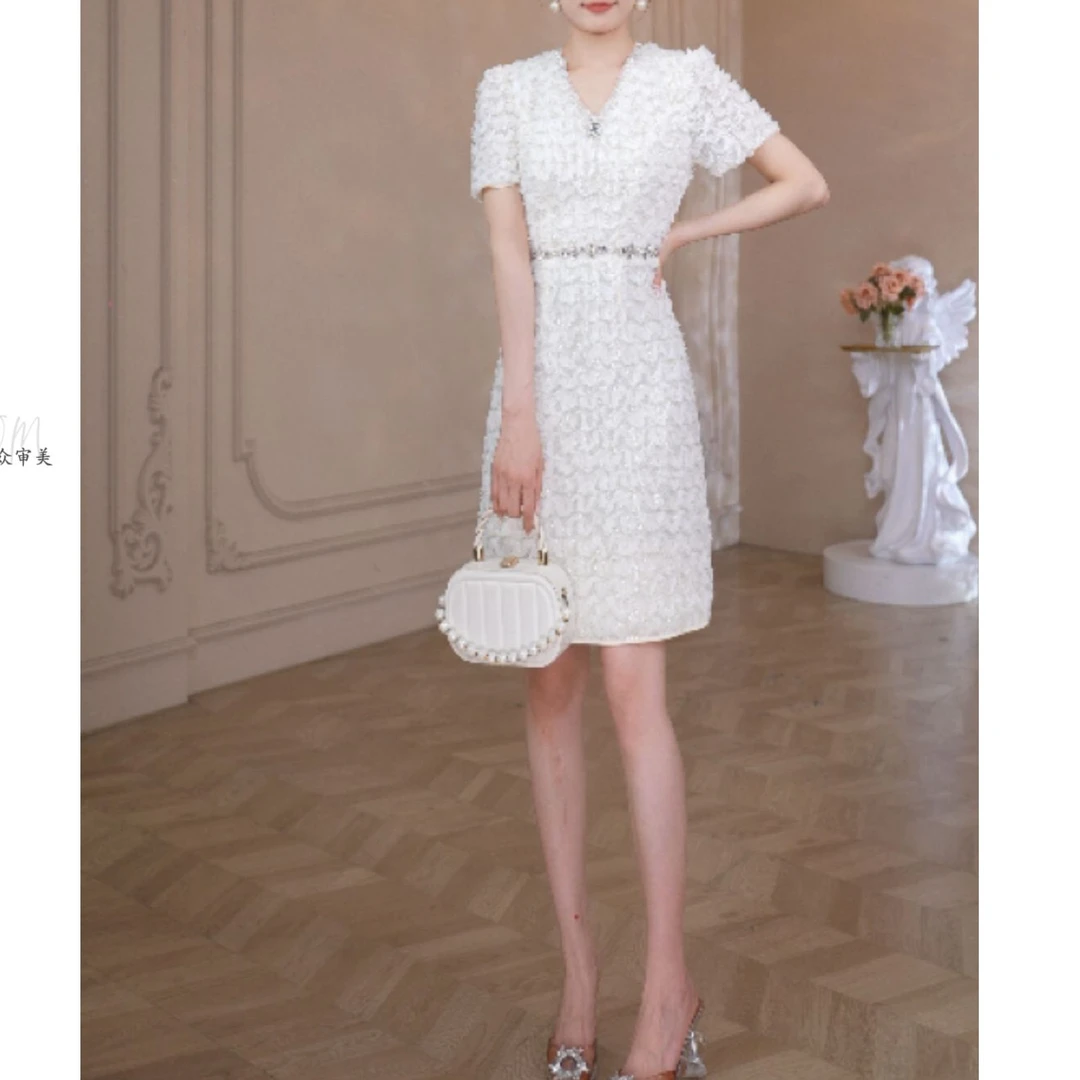 新款优雅时尚收腰显高小个子连衣裙61219