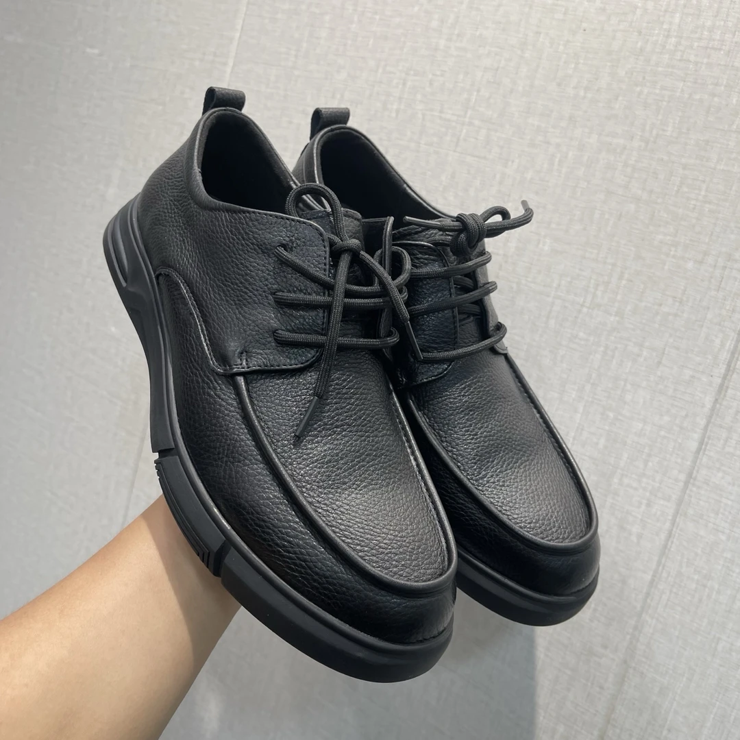 X282头层牛皮透气亲肤软底软面商务休闲舒适柔软圆头宽松皮鞋男