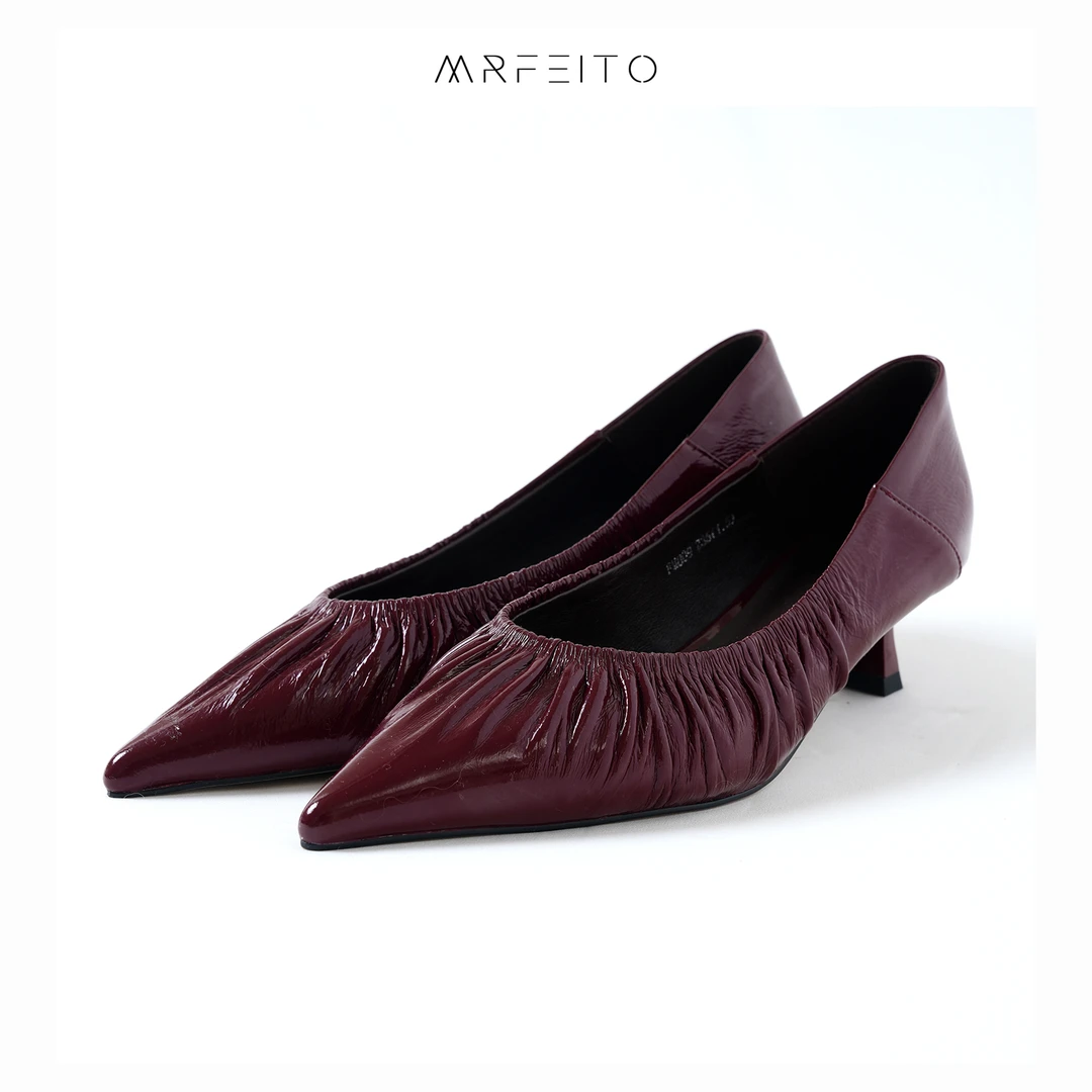 MRFEITO菲爷驾到【密语】褶皱尖头细跟气质款高跟鞋H1XI02C31342