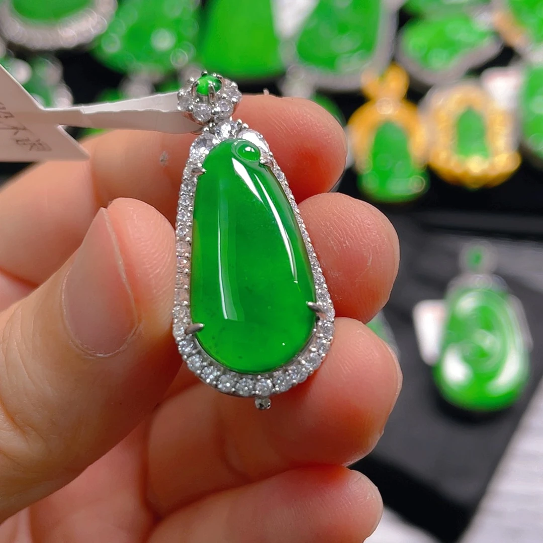 翡翠银S925镶嵌吊坠(不含链)