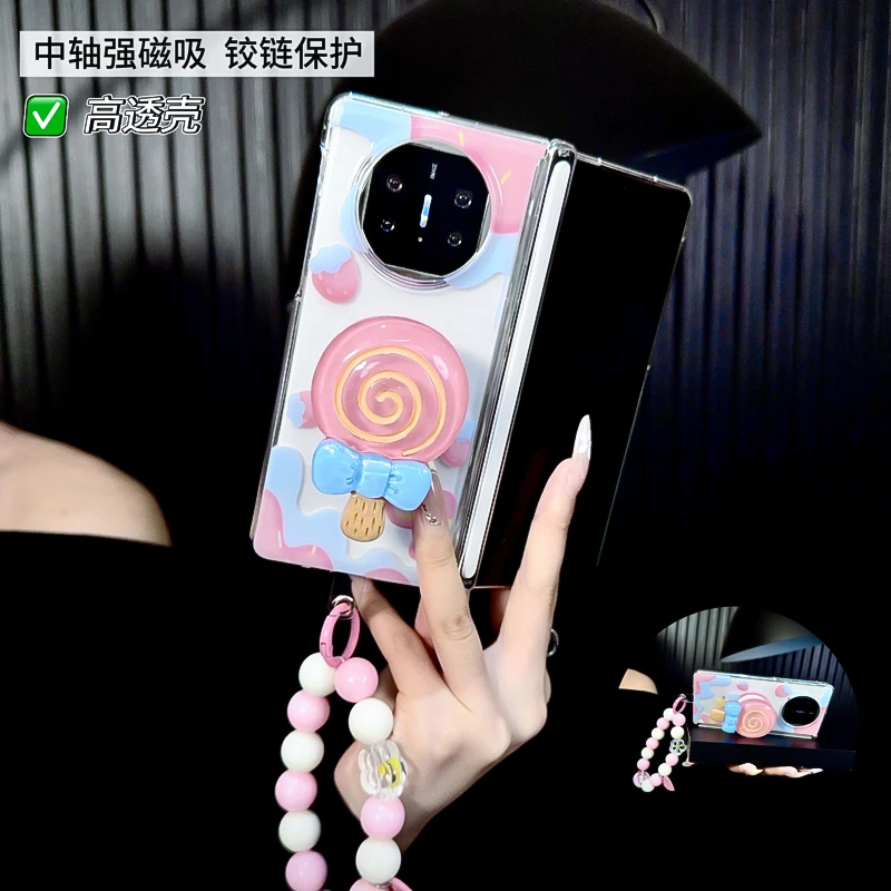 适用华为matex5手机壳新款matex6典藏版套x3可爱草莓棒棒糖支架女