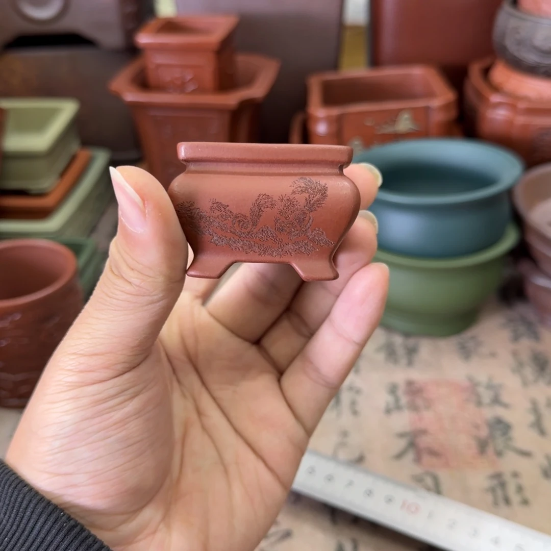 紫砂花盆宜兴紫砂正品4x2.9