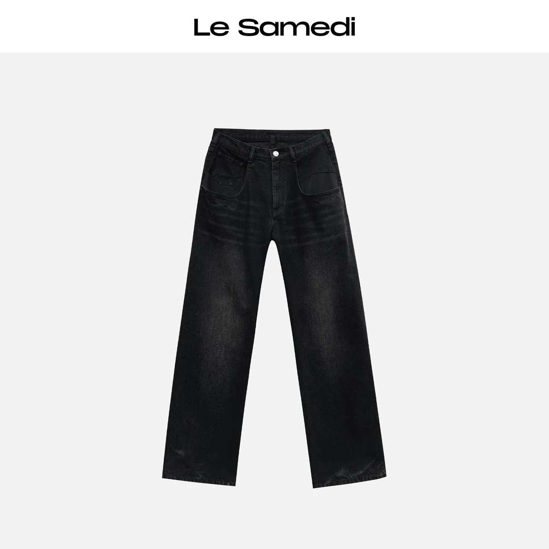 Le Samedi马油叶儿【迷雾牛仔】KUROKI冈山水洗露边袋口牛仔裤