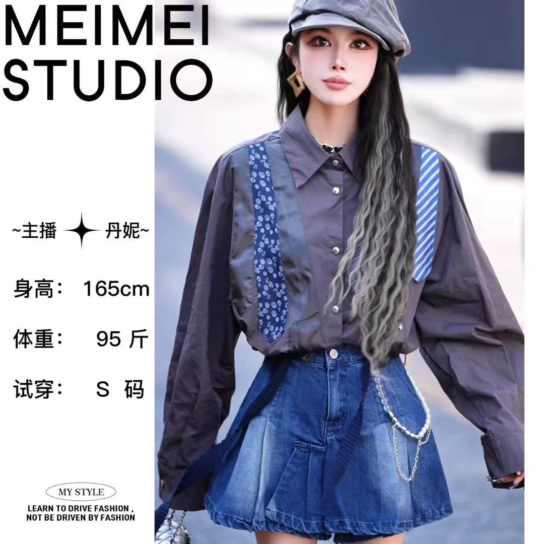 MEIMEI STUDIO秋季新时尚欧若风气质显瘦领带衬衫686-30870364