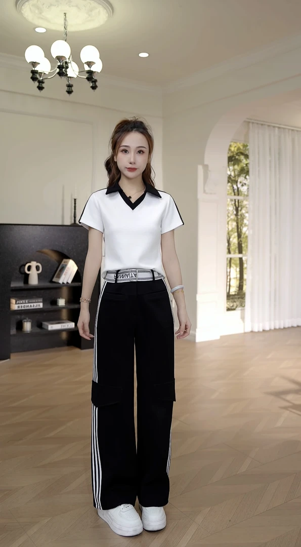 思思小个子女装【韩系高级撞色设计感休闲显瘦百搭两件套】#25F374
