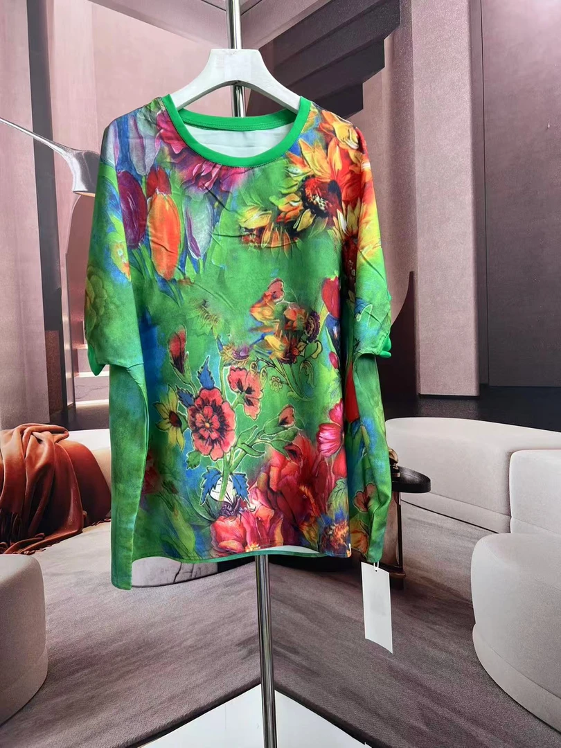 油画水印T恤女装2025夏季薄款透气宽松显瘦粉色百搭短袖