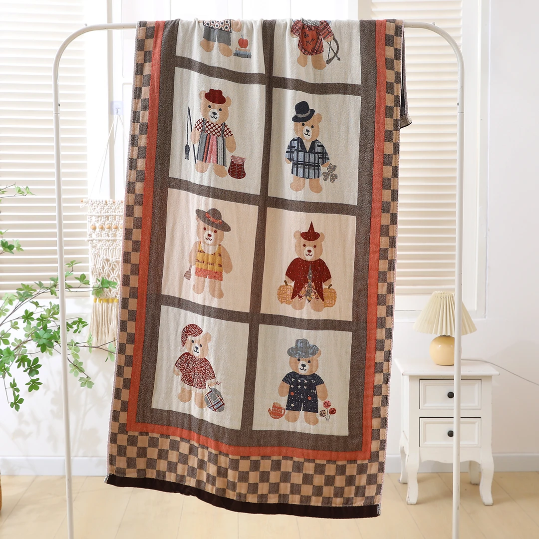 【小熊的世界】75*150cm多层纱布加厚柔软吸水浴巾居家日用