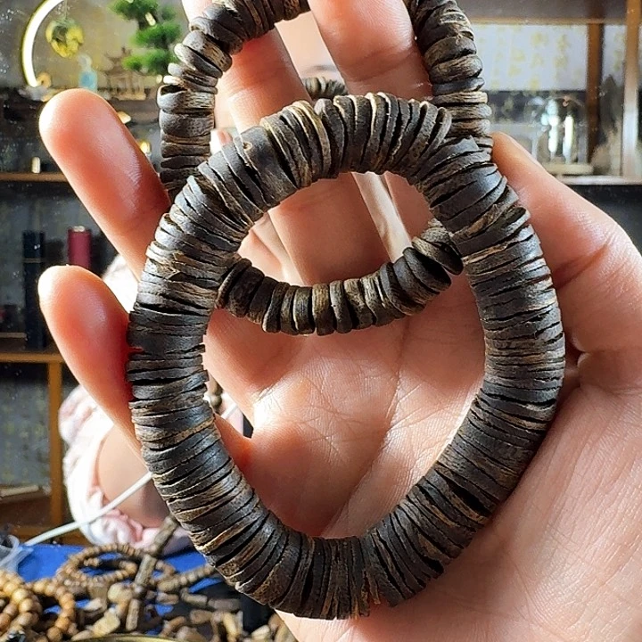 沉香手串自*沉水级奇楠沉香片珠手串2串30.4克