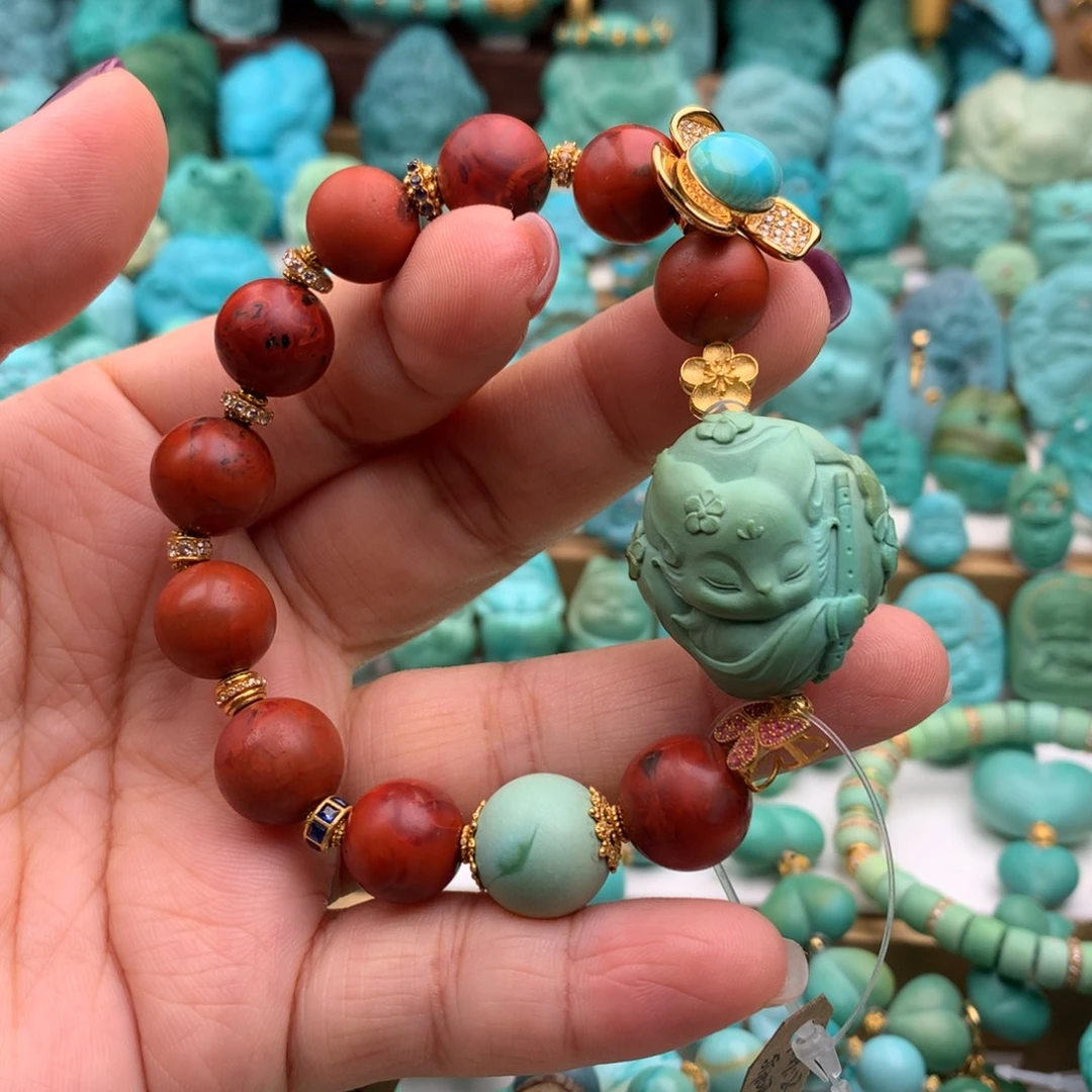 绿松石18K金镶嵌手链