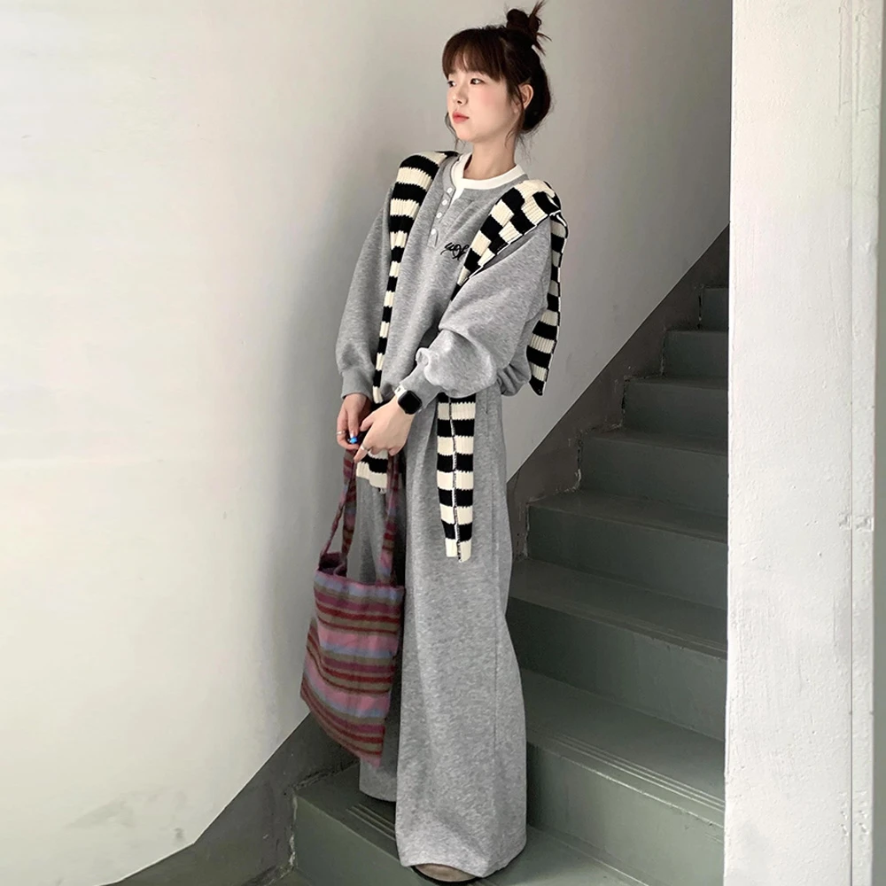 韩系chic别致独特漂亮加厚休闲运动一整套女秋冬巨好看两件套装