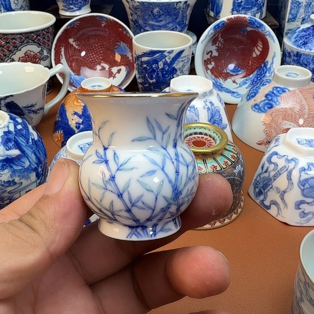 蓝****杯子景德镇全手工手绘陶瓷